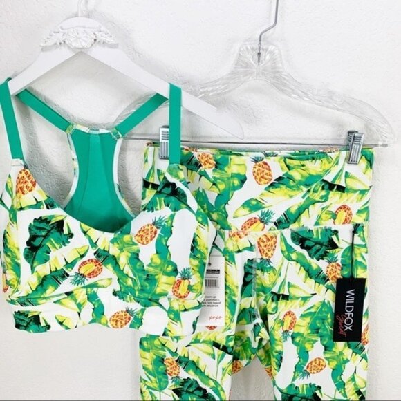 Wildfox Palm Leaf Green Yellow Set Bra Leggings - Picture 3 of 7